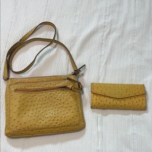 Merona Mustard Crossbody Bag and Wallet Set